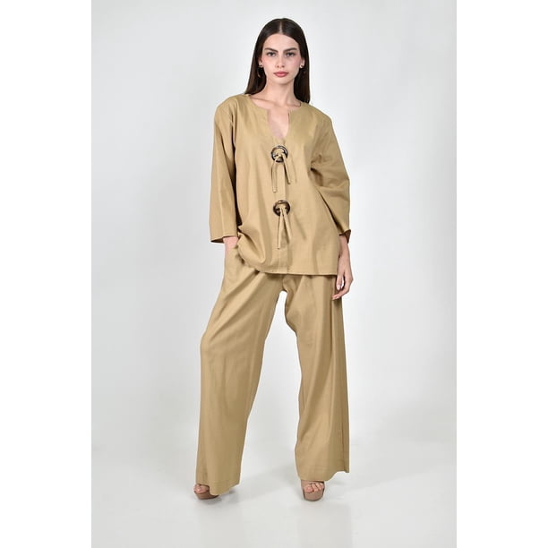 Conjunto de lino manga 3/4 Roman Fashion /Juvenil, 793 (Cafe) cafe G