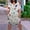 White, variant on Women's plus-size print loose casual short-sleeved V-neck knee-length dress