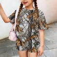 thumbnail image 5 of Grblisyd Cute Outfits for Girls 10-12 Camo Crew Neck Short Sleeve Maple Leaf Print Tops and Elastic Waist Shorts, 5 of 6