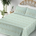 thumbnail image 3 of Ambesonne Art Deco Fitted & Flat Sheet with Sham 3 Pcs Set, Mint Simple Vintage Motif, Twin XL, Mint Green and Sand Brown, 3 of 5