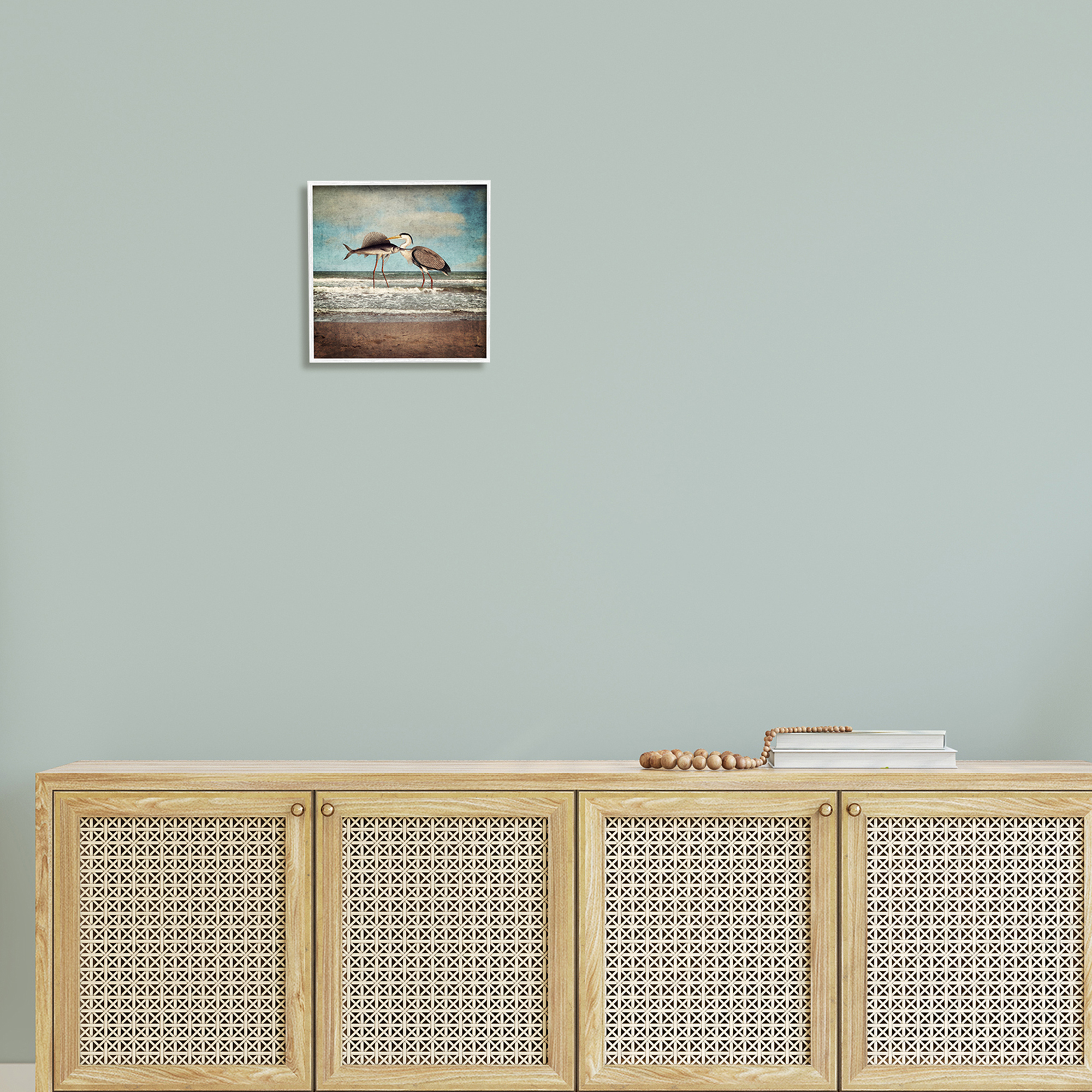 Stupell Industries Quirky Surreal Fish Bird Animals Beach Shoreline Framed Wall Art, 12 x 12, Design by Paula Belle Flores