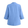 thumbnail image 7 of Hurxie Summer Women’s Linen Blazer Jacket - Lightweight Breathable 3/4 Stretchy Ruched Sleeve Casual Work with Pocket Blue,2XL, 7 of 7