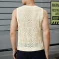 thumbnail image 6 of Sakmal Tank Tops Plus Size for Men Beige Beige Crew Neck Solid Camisole Loose Fit Ribbed Cutout Mens Sleeveless Shirts, 6 of 6