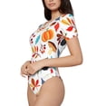 thumbnail image 2 of Gaeub Autumn Pumpkins Fall Leaves Women'S Short Sleeve One Piece Swimsuit Sexy High-Waisted Bodysuit For Swimming, Beach, Sports - Xx-Large, 2 of 9