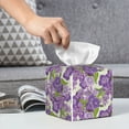 thumbnail image 6 of Tissue Violets Flowers Box Cover Holder, Square by Xecao - Leather Decorative Organizer for Tabletop, Bathroom, Car, Office, 6 of 8