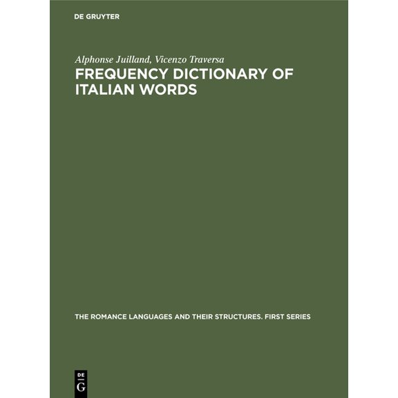 Romance Languages and Their Structures. Frequency Dictionary of Italian Words, Book 1, (Hardcover)