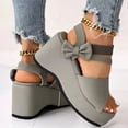 thumbnail image 6 of Mostsola Platform Wedge Sandals for Women Open Toe Slingback Ankle Strap Heels Sandals with Bow, 6 of 9