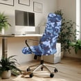 thumbnail image 3 of FKELYI Blue Camo Print Office Chair Cover Stretchable Removable Computer Chair Back Covers Anti-Dust High Back Office Desk Chair Slipcovers for Office Home, Large, 3 of 6