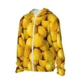 thumbnail image 2 of Pofeuu Ripe Yellow Lemon Print Sun Protection Outdoor Lightweight Full Zip UV Cooling Hoodie Long Sleeve Summer Clothing for Outdoor Hiking-Medium, 2 of 5