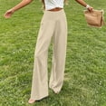 thumbnail image 5 of VBVC Women's High Waisted Wide Leg Yoga Pants , Flowy Stretchy Trousers For Women,Ladies' Casual Palazzo Pants with Pockets,Beige,S-2XL, 5 of 10