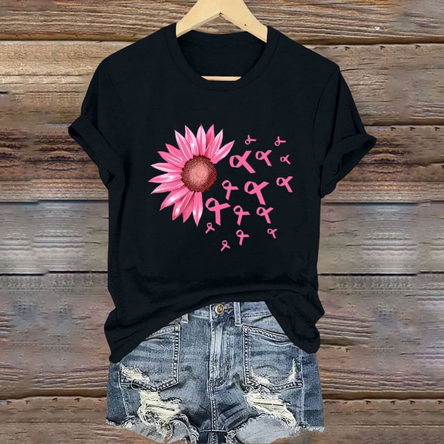 Blouses pour Femmes, Mode Féminine Imprimé Manches Courtes Blouse Drôle Col Rond T-Shirt Tops