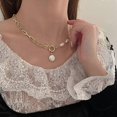 thumbnail image 4 of Fashion Alloy Chain Choker Necklace Paperclip Choker Chain Necklace Pearl Pendant Necklace Gold for Women and Girls, 4 of 4