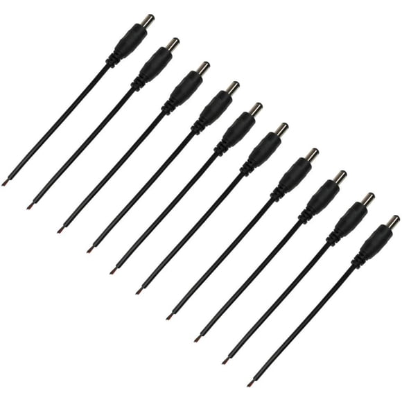 DZYDZR 10pcs 2.1 x 5.5mm Male Plug DC Connector Extension Cord 15cm for Power Adaptor, DC Cable