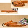 thumbnail image 3 of Tittly Leather Belt Belts for Women Fashion Ladies Men Leather Belts Jeans Belt Hollow Lesisure Belts Running Belt Western Belts Khaki One Size, 3 of 3