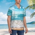 thumbnail image 4 of Haiem Sunny Ocean Waves Printed Hawaiian Shirt for Men - Men’s Casual Beach Summer Shirts - Stretch Fabric with Modern Fit-Medium, 4 of 7