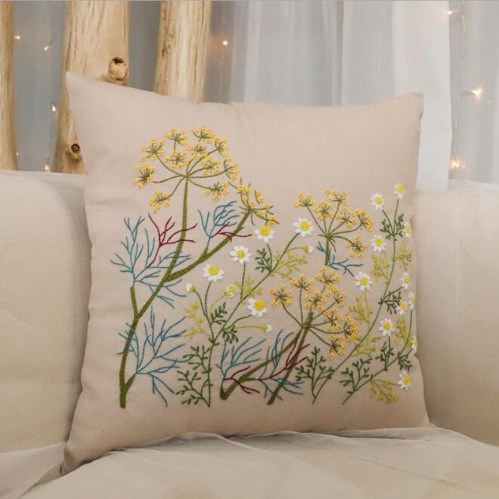 2x Flower Latch Hook Kits for Kids Beginners, Ribbon Embroidery Starter Kits with Pattern for Pillow Cover, Pillowcase, 42 X 42cm