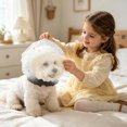 thumbnail image 2 of Breathable Pet Mesh Tulle Hood Anti‑scavenging Anti‑licking Pet Head Cover with Print Reusable Protective Guard for Dogs Cats for Walking Training Recovery, 2 of 4