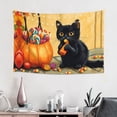 thumbnail image 3 of Halloween Tapestry halloween Decor, Halloween Cute Candy Black Cat Halloween Decorations Wall Tapestry Aesthetic, Tapestry Wall Hanging for Bedroom, Livingroom, Dorm Decor - 60x40in, 3 of 6
