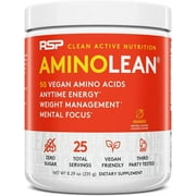 RSP Nutrition Vegan AminoLean Pre Workout Powder with BCAAs, Natural Amino Energy for Lean Muscle, Mango Flavor, 25 Servings