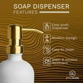 thumbnail image 3 of Stylware | Bathroom Soap Dispenser Set with Glass Dispenser, Bamboo Pumps & Tray| Bathroom Accessories | Bathroom Accessories | White & Gold, 3 of 6