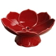 thumbnail image 1 of Pedestal Frutero Centro De Mesa Compota Decorativa Tazón Con Pie Cerámica Postre Servir Tazón Bandeja Soporte De Exhibición Placa De Drenaje De Loto Rojo, 1 of 6