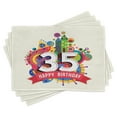 thumbnail image 1 of Ambesonne Fun Place Mats Set of 4, Greeting Gift Age 35, Standard Size, Multicolor, 1 of 6