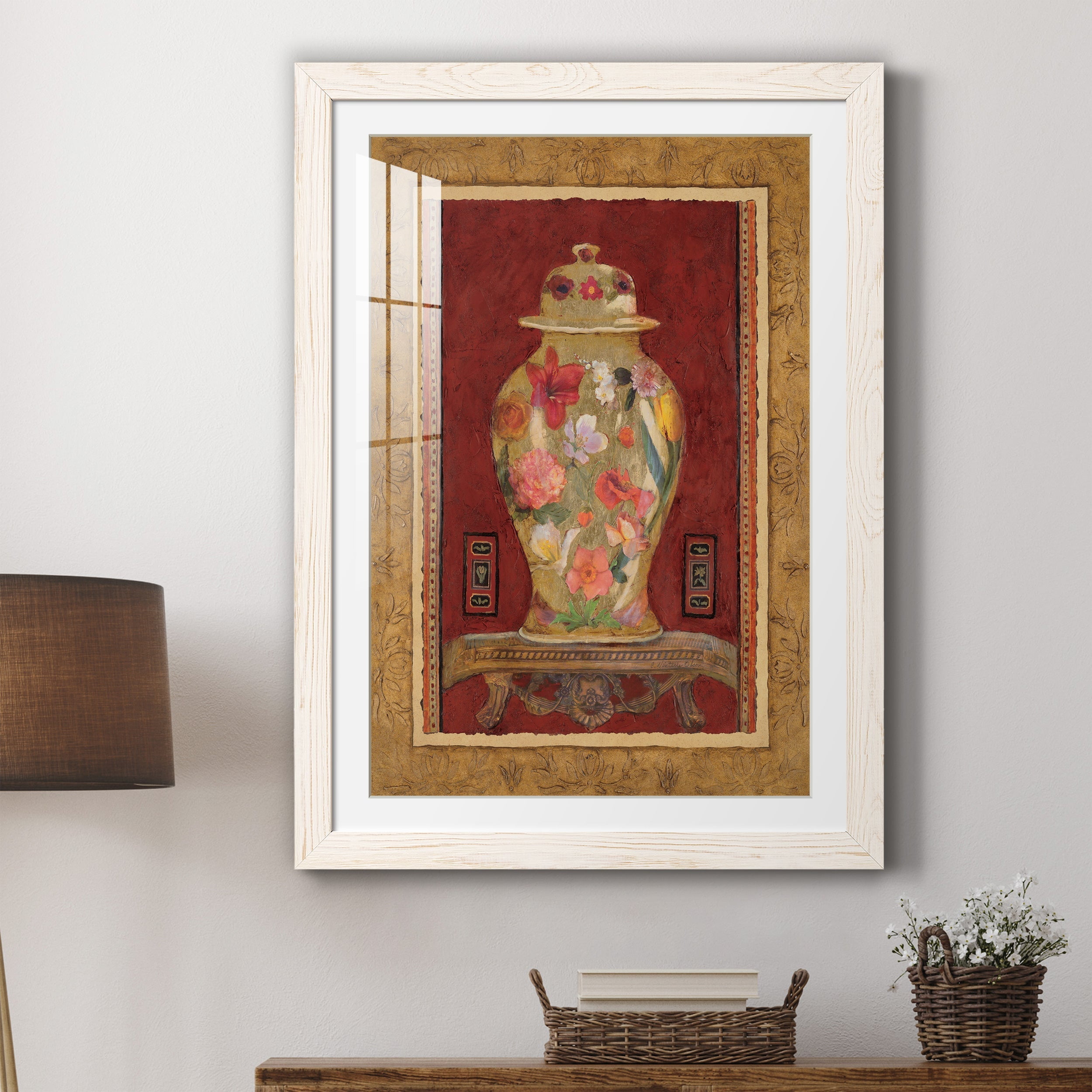 Romantic Urn I - Premium Framed Print - Distressed Barnwood Frame - Ready to Hang