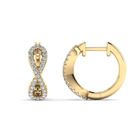 0.22 Carat Natural Round White Diamond Infinity Hoop Earrings for Women in 10K White and Yellow Gold