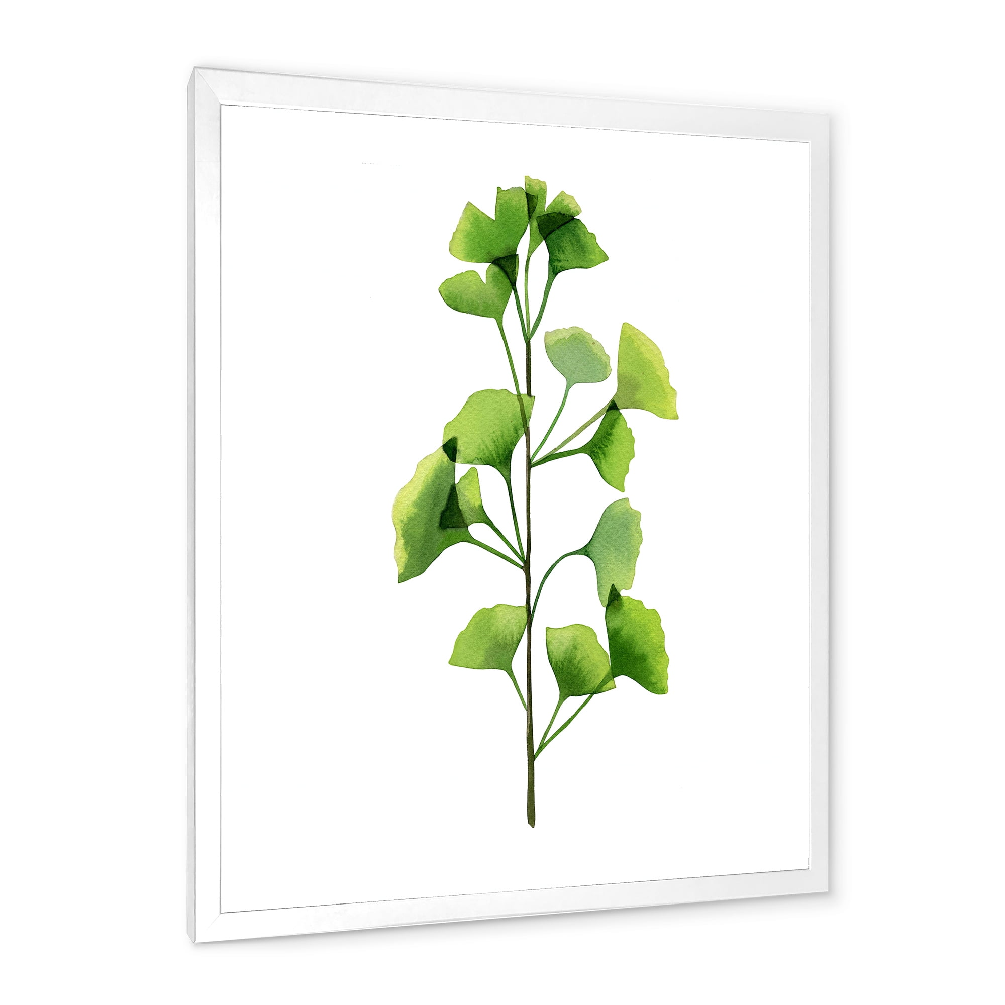 Designart 'Green Field Plant Foliage Branch' Farmhouse Framed Art Print