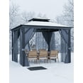 thumbnail image 3 of 10x10 Ft Hardtop Gazebo for All Weather, with Metal Double Roof, Aluminum Alloy Frame, Net, and Curtain, Heavy Duty Building for Patio, Deck, Backyard, Lawn, and Garden, 3 of 8
