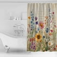 thumbnail image 2 of Shower Curtains Sets for Bathroom Decor Colorful Flower Leaves on Retro LetterWaterproof Bathroom Curtain with Hooks,Watercolor Floralfor Bathroom Decor,36x72IN, 2 of 7