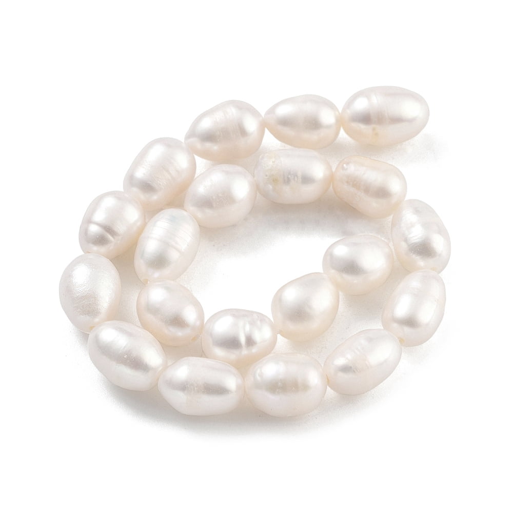 Natural Cultured Freshwater Pearl Beads Strands Rice Grade 2A+ White 6-7mm Hole: 0.6mm 18-20pcs/strand 6.30''-6.69''(16-17cm)