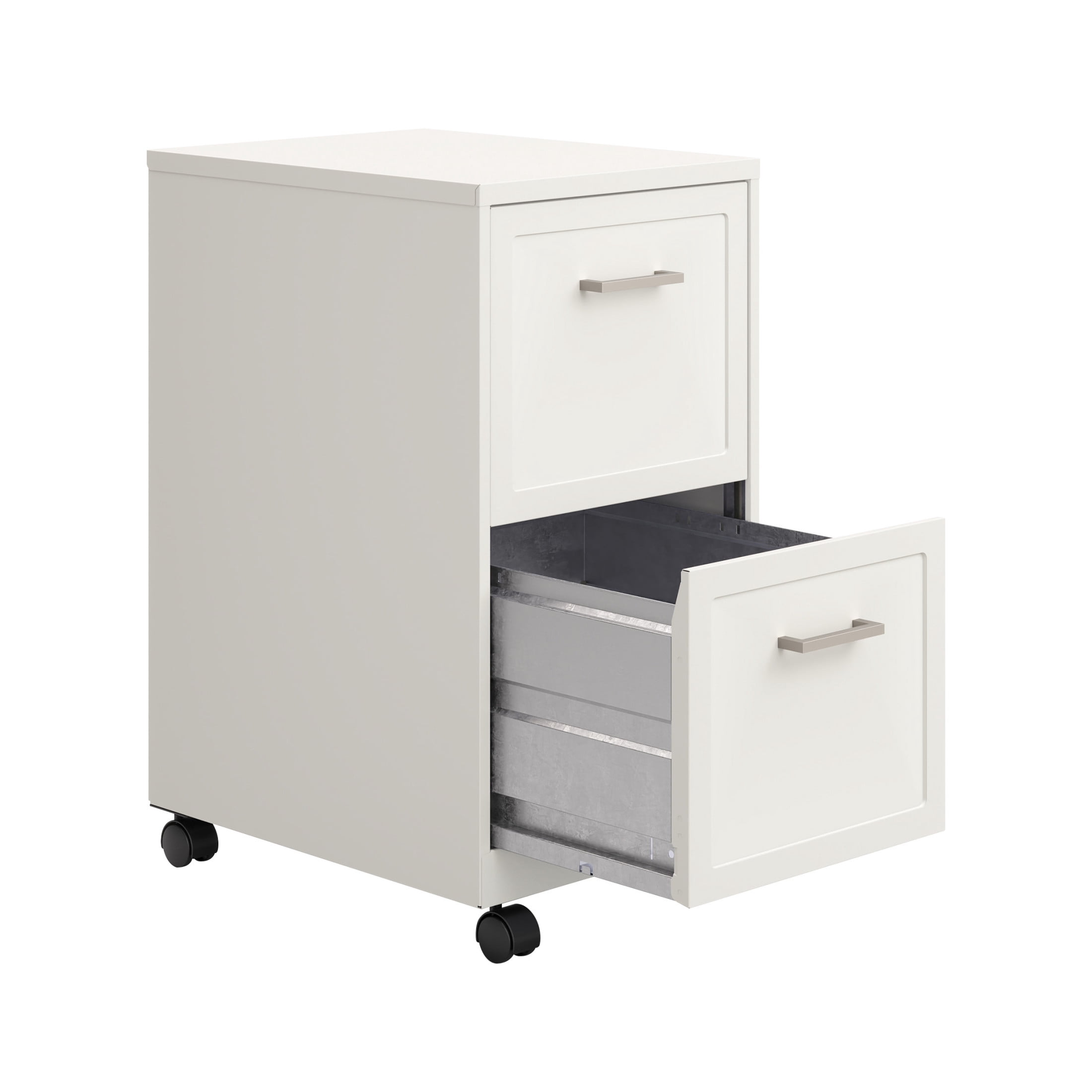 Space Solutions 18" Deep 2 Drawer Mobile Letter Width Vertical File Cabinet, White