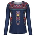 thumbnail image 4 of IROINNID Savings Womens Long Sleeve Tops Causal Round Neck Printing Blouse T-Shirt Autumn Tops,Blue, 4 of 8