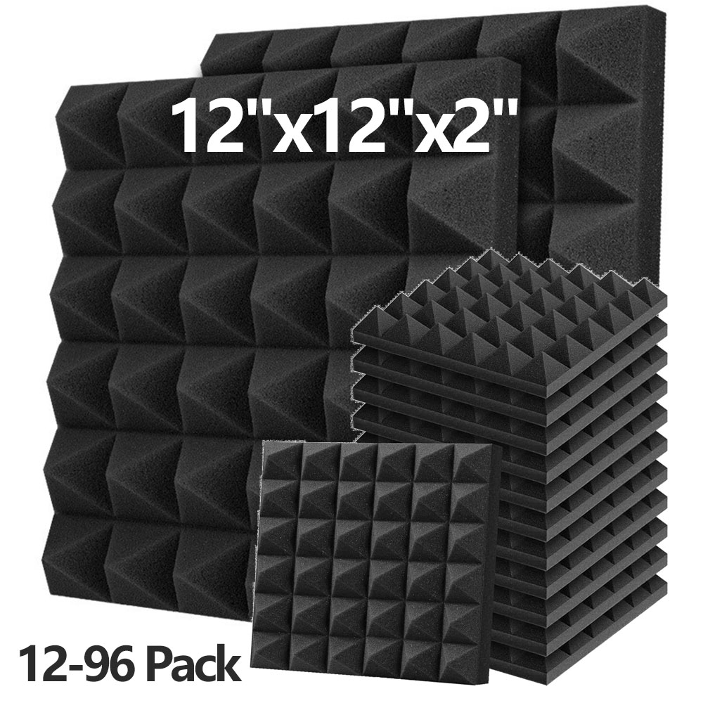 12-96 Pack Acoustic Foam Panels 12x12x0.4 Inches – Studio Soundproofing Tiles, High Density Polyester Fiber, Fire Resistant, USA Seller