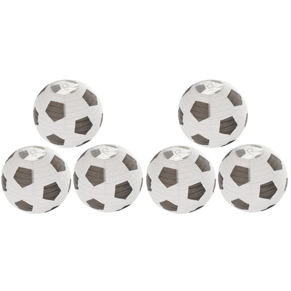 6 Pcs Soccer Paper Lantern Sports Party Lantern Round Paper Lantern Decorative Soccer Lantern Birthday Party Hanging White