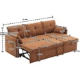 thumbnail image 2 of BISHE L Shaped Sectional Sofa with Pullout Bed, 81 Inch Convertible Sleeper with Reversible Chaise & Storage Seats, 2 in 1 Pull Out Couch with Side Pockets for Living Room, Apartment, Brown, 2 of 7