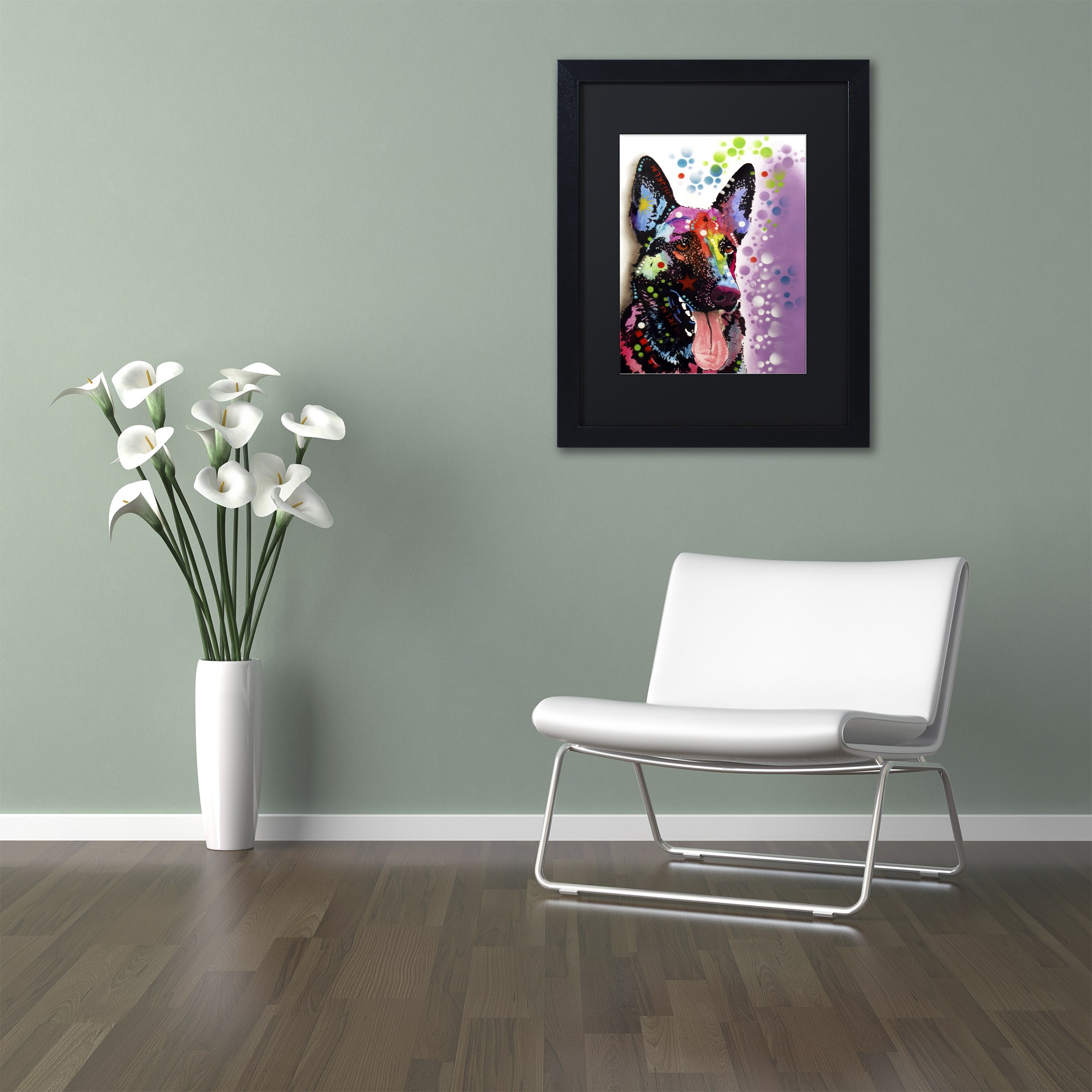 Trademark Fine Art "German Shepherd II" Canvas Art by Dean Russo, Black Matte, Black Frame