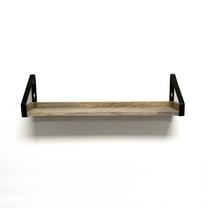 InPlace Rectangle Mango Wood Rustic Iron Bracket Ledge Wall Shelf, One, 24Wx5Dx6H, Driftwood