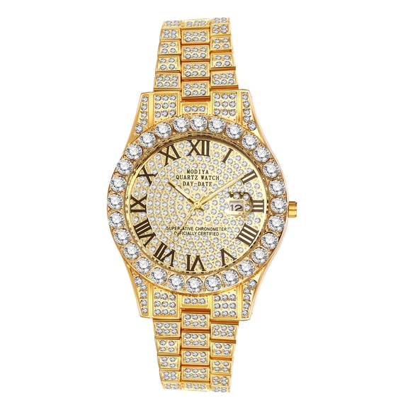 Avaner Men's Ultra-Light Rhinestone Watch: Luxury Roman Numeral Quartz Analog Watches for Men Date Wrist Watch Business Casual Dress Watch Iced Out Watch