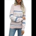 thumbnail image 1 of Suéteres Casuales de Punto con Estampado de Leopardo para Mujer, Suéteres de Larga con Cuello Redondo Rosa L, 1 of 9