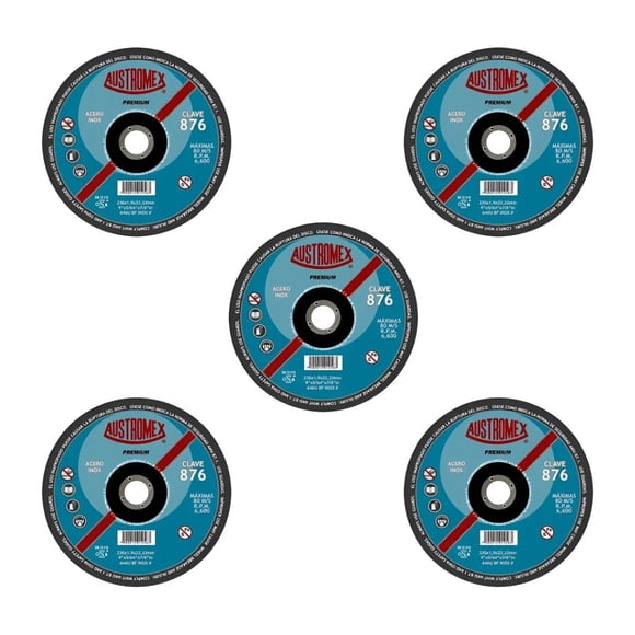 5pz Disco Corte Acero Inox Austromex 9 Pulg Delgado Rapido Azul