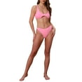 thumbnail image 2 of INSPIRE CHIC Women's Cutout Racerback Ribbed Bikini Sets, 2 Piece Scoop Neck Top Triangle Bottom Swimwear Bathing Suits Medium Pink, 2 of 5