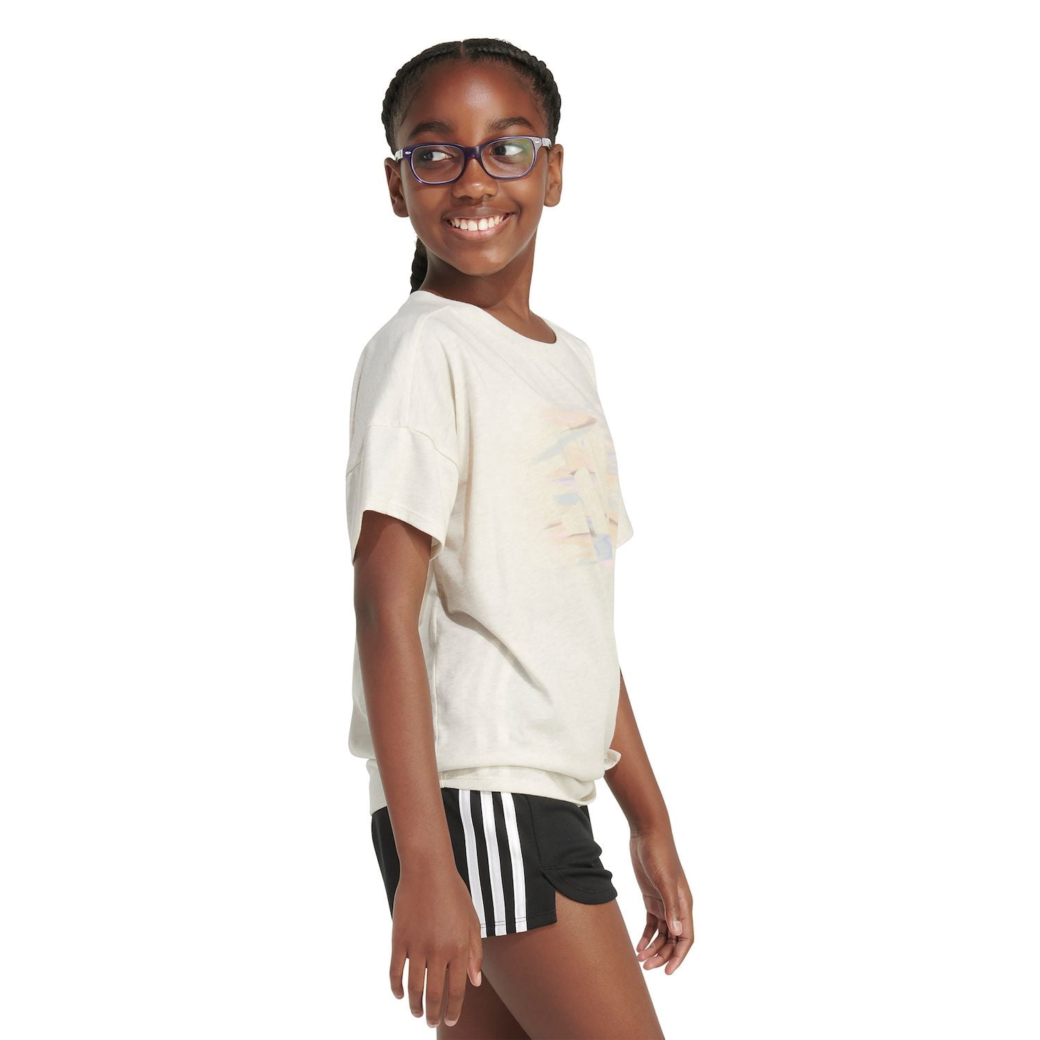 Adidas Girls Gray Front Knot Athletic T-Shirt Work Out Tee Shirt XL 16