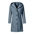 thumbnail image 7 of Wovilon Womens Hooded Wool Coat Mid Length Single Breasted Button Front Long Sleeve Warm Winter Outerwear with Pockets Solid Color Fall Clothes, 7 of 7