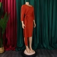 thumbnail image 4 of AURA Plus Size Summer Office Pencil Midi Dress Three Quarter Sleeve Pleated Professional African Elegant Work Dress, 4 of 10