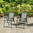 thumbnail image 3 of Spaco 2 Pieces Outdoor Folding Chair Set, Portable Capimg Chairs with Armrest for Outdoor as Backyard, Lawn, Garden, Gray, 3 of 11