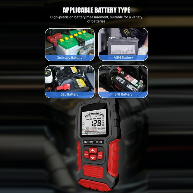 Testeur de Résistance Interne, Testeur de Batterie 12v/24v Affichage Portable pour Voiture Testeur de Résistance Interne pour Batterie de Voiture