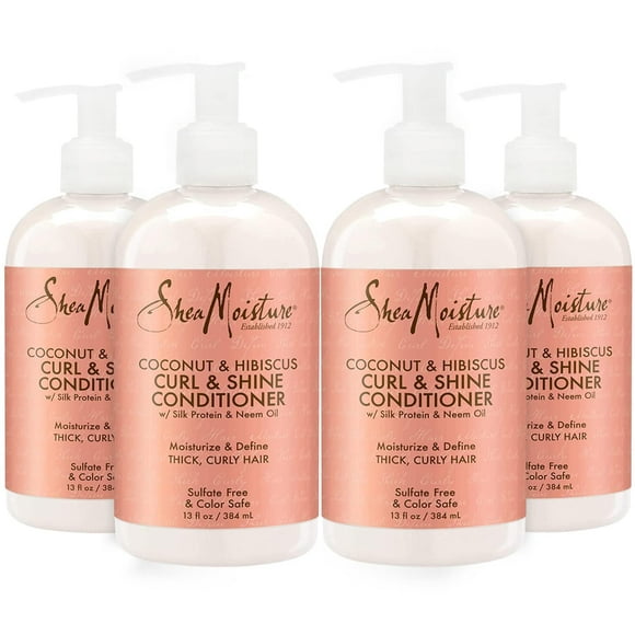 Sheamoisture Curl Shine Silicone Free Conditioner For Curly Hair Coconut Hibiscus Moisturize & Define 13Oz (Pack Of 4)