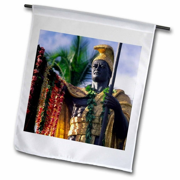 3dRose, King Kamehameha Statue, Hilo, Hawaii - US12 DPB0702 - Douglas Peebles, 12 x 18 inch Garden Flag